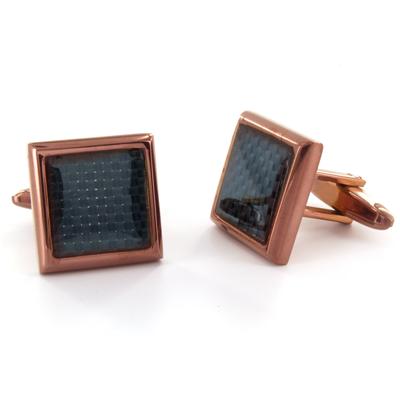 Coffee Colored Stainless Steel with Carbon Fiber Inlay Cuff Links