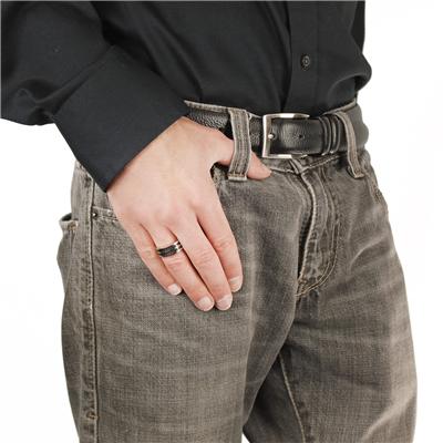 Stainless Steel Black Striped Carbon Fiber Inlay Ring