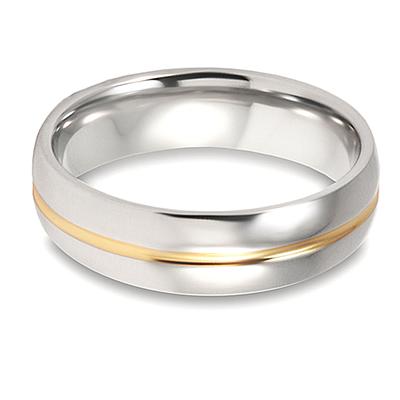 Polished Gold Plated Grooved Titanium Ring (6mm)
