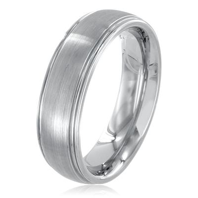 Grooved Brushed and Polished Tungsten Carbide Ring (6.5 mm)