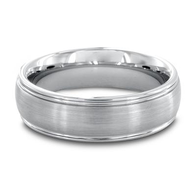 Grooved Brushed and Polished Tungsten Carbide Ring (6.5 mm)