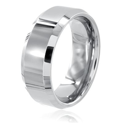 Beveled Edge Polished Tungsten Carbide Ring (8mm)