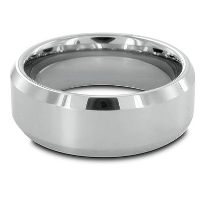 Beveled Edge Polished Tungsten Carbide Ring (8mm)