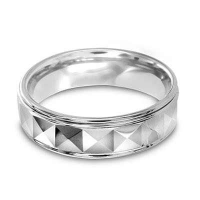 Polished Faceted Tungsten Carbide Ring with Ridged Edge (6.5mm)