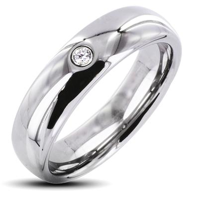 Tungsten Carbide Classic CZ Band Ring
