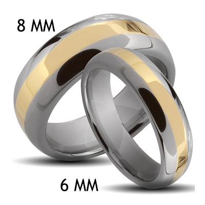 Tungsten Carbide Gold IP Stripe Band Ring
