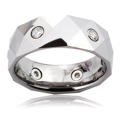 Tungsten Carbide Dia Faceted with MultiCZ Band Ring