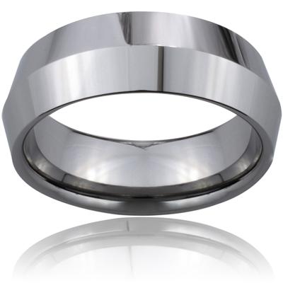 Tungsten Carbide Center Point Faceted Band Ring