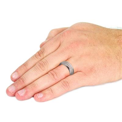 Tungsten Carbide Silver Rope Inlay Band Ring