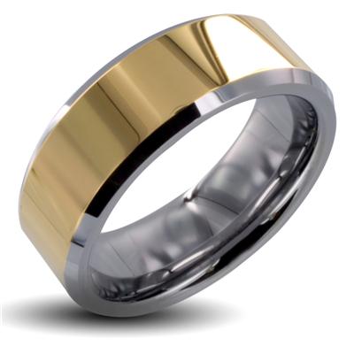 Tungsten Carbide Ring With PVD Gold Band