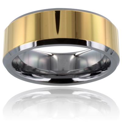 Tungsten Carbide Ring With PVD Gold Band