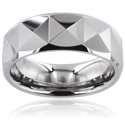 Tungsten Carbide Ring With Triagular Prism Design
