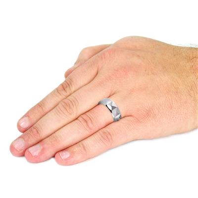 Tungsten Carbide Ring With Triagular Prism Design