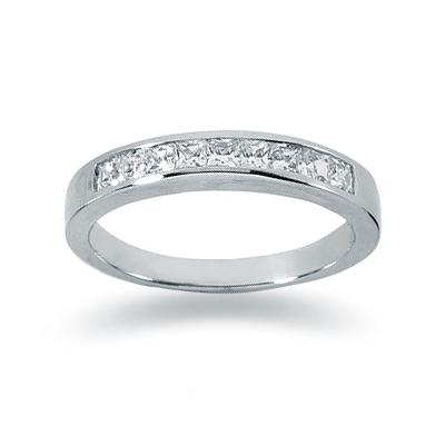 1/2 Carat Channel Set Princess Diamond Wedding Band in 14k White Gold 