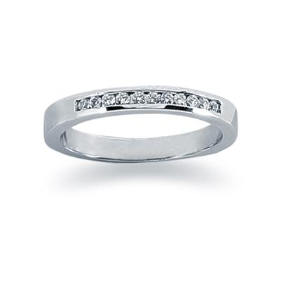 0.11 channel set diamond band in 14k White Gold 