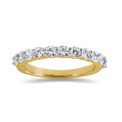0.77 Prong Set 9 Stone Diamond Wedding Band in 14K Yellow Gold 