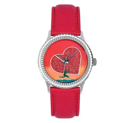 Postal Service Collection "Running With Your Heart" Watch with Red Leather Strap