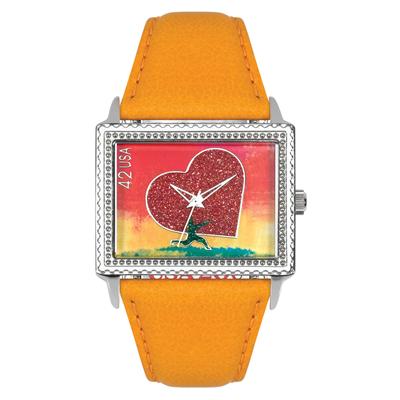 Postal Service Collection "Running With Your Heart" Watch with Orange Leather Strap