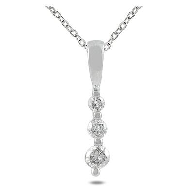 .25CTW Three Stone Diamond Drop Pendant 14K White Gold