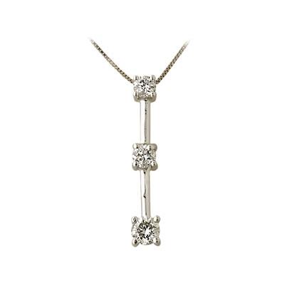 1.00CTW Classic Diamond Three Stone Pendant in 14K White Gold