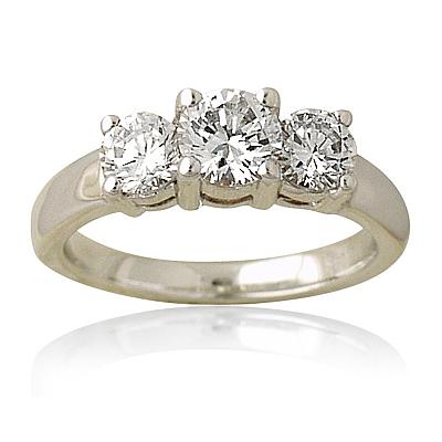 Three-Stone 14k White Gold Ring