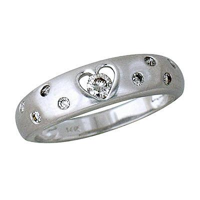 14kt White Gold and Diamond Heart Sparkle Ring