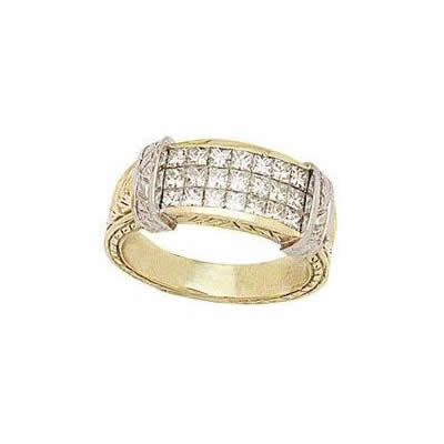 Two-tone Filigree Princess Invisible Band 18k