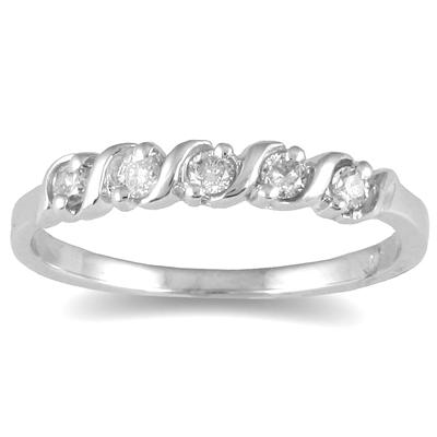 5 Stone S Groove Diamond Band in 10K White Gold