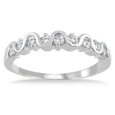 1/2 Carat TW Diamond Wave Band in 10K White Gold