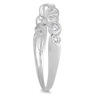 1/2 Carat TW Diamond Wave Band in 10K White Gold