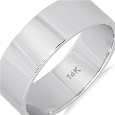 6mm Flat Wedding Band in 14K White Gold