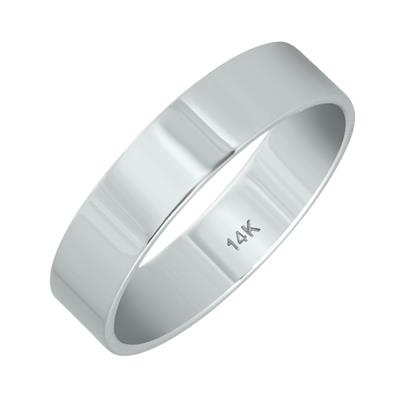 4mm Flat Comfort Fit Wedding Band in 14K White Gold