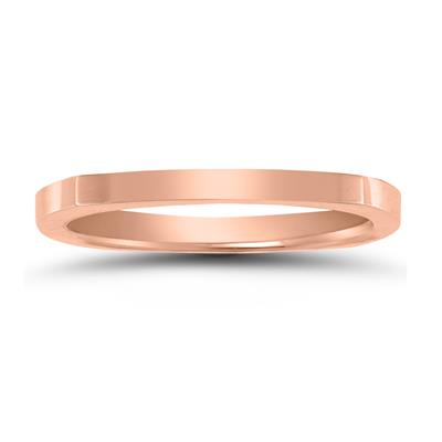 4 Sided Thin 1.5MM Wedding Band in 14K Rose Gold