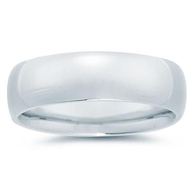 7 mm Plain Domed Comfort-Fit Wedding Band in 18k White Gold