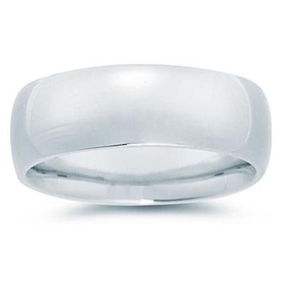 8 mm Plain Domed Comfort-Fit Wedding Band in 18k White Gold