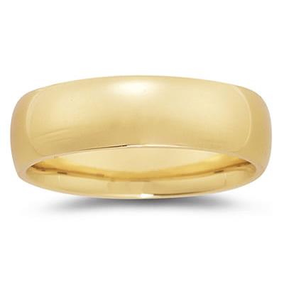 7 mm Plain Domed Comfort-Fit Wedding Band in 10k Yellow Gold