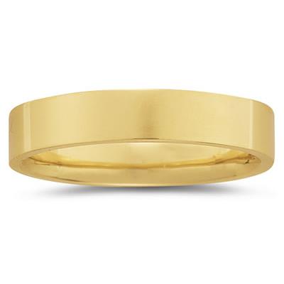 5 mm Plain Flat Comfort-Fit Wedding Band in 14k Yellow Gold