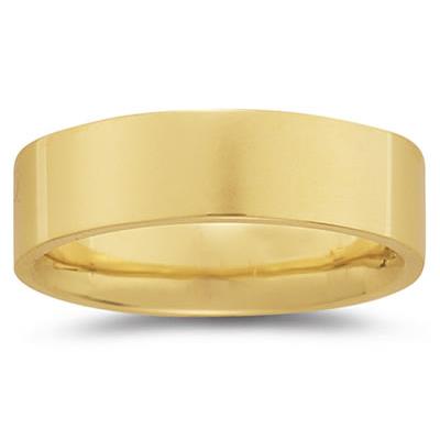 7 mm Plain Flat Comfort-Fit Wedding Band in 14k Yellow Gold