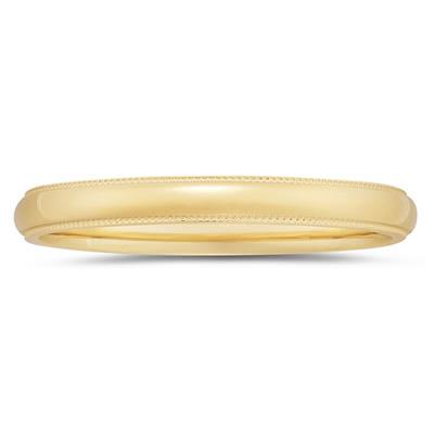 3 mm Milgrain Edge Comfort-Fit Wedding Band in 14k Yellow Gold