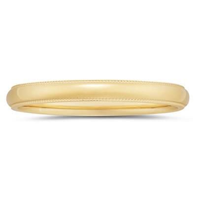 3 mm Milgrain Edge Comfort-Fit Wedding Band in 10k Yellow Gold