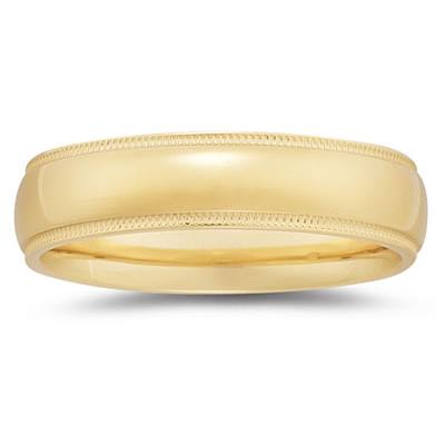 6 mm Milgrain Edge Comfort-Fit Wedding Band in 18k Yellow Gold