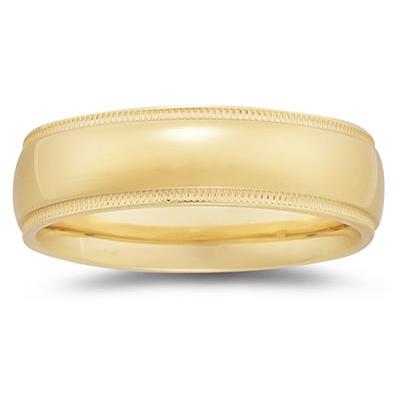 7 mm Milgrain Edge Comfort-Fit Wedding Band in 14k Yellow Gold
