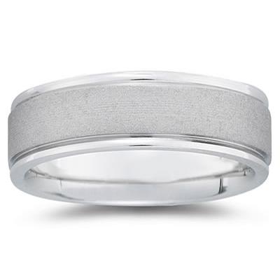 7 mm Brushed Center Comfort-Fit Wedding Band in 14k White Gold