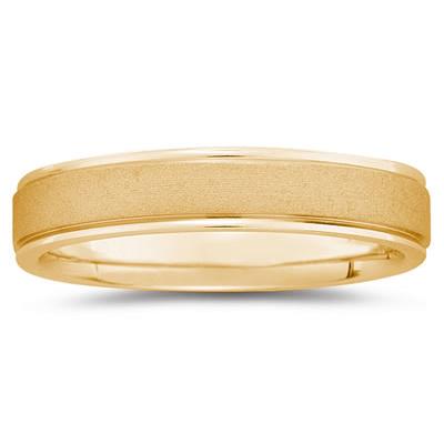 5 mm Brushed Center Comfort-Fit Wedding Band in 10k Yellow Gold