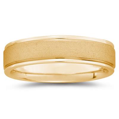 6 mm Brushed Center Comfort-Fit Wedding Band in 18k Yellow Gold