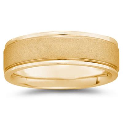 7 mm Brushed Center Comfort-Fit Wedding Band in 18k Yellow Gold