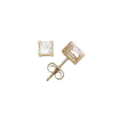 5/8 ct.tw Princess Diamond Solitaire Earrings in 18 kt. Yellow Gold