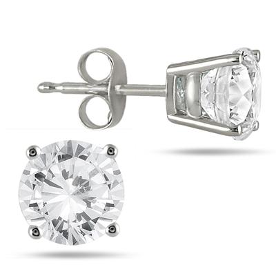 3/4 Carat Round Diamond Solitaire Earrings in 14K White Gold 
