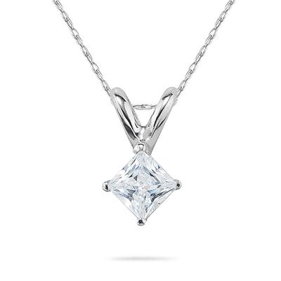 1/4 Carat Princess Diamond Solitaire Pendant in 14K White Gold