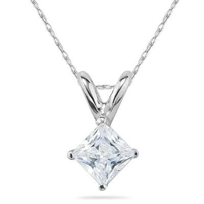 1/2 ct.tw Princess Diamond Solitaire Pendant in 18 kt. White Gold